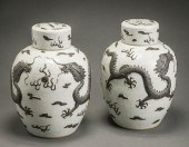 PAIR OF CHINESE RELIEF MOLDED