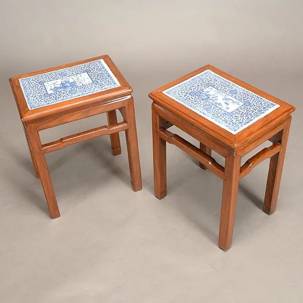 PAIR OF CHINESE ROSEWOOD STOOLS