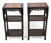 PAIR OF CHINESE ROUGE MARBLE-T