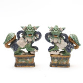 PAIR OF CHINESE SANCAI GLAZED