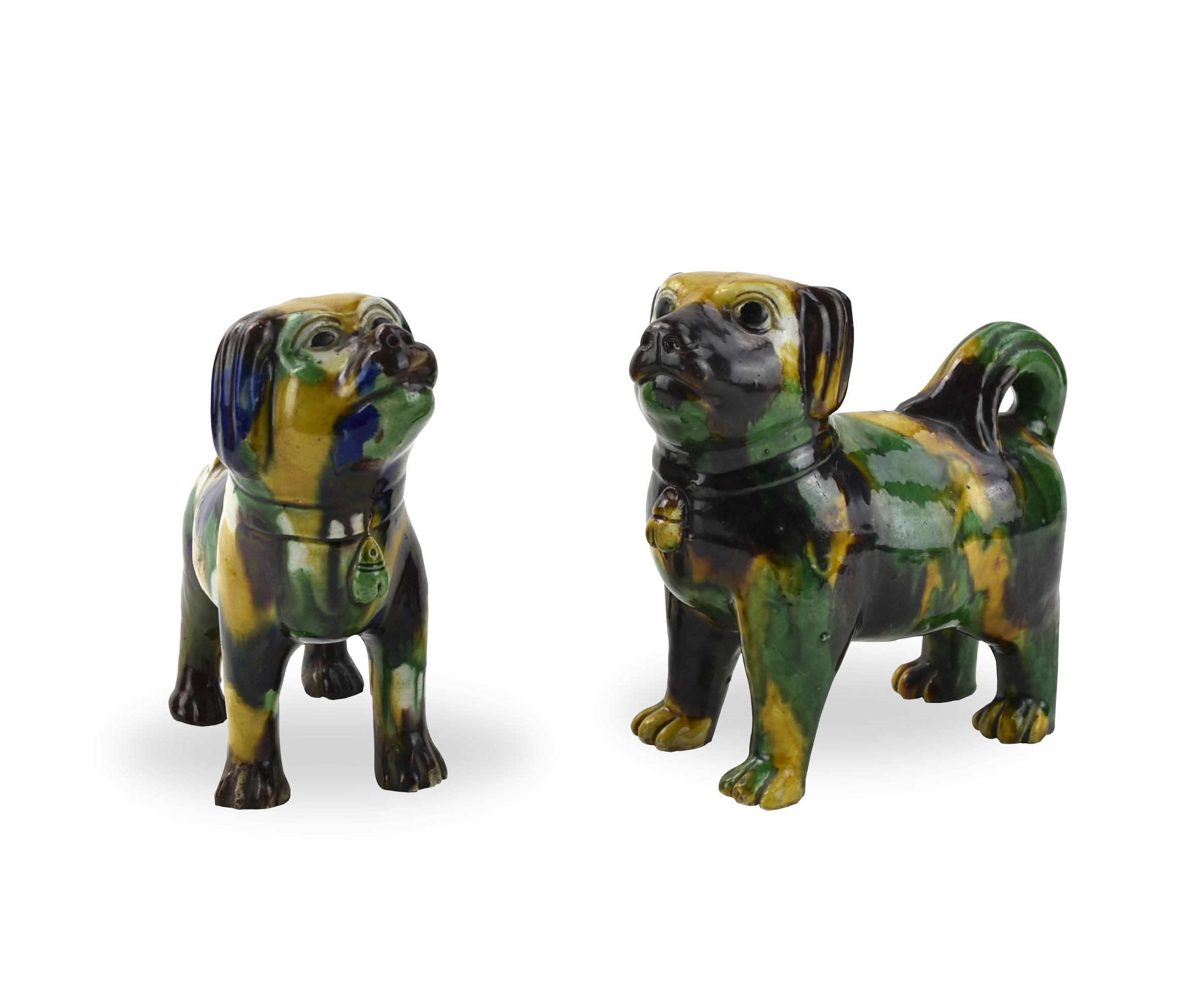 PAIR OF CHINESE SANCAI GLAZED DOG