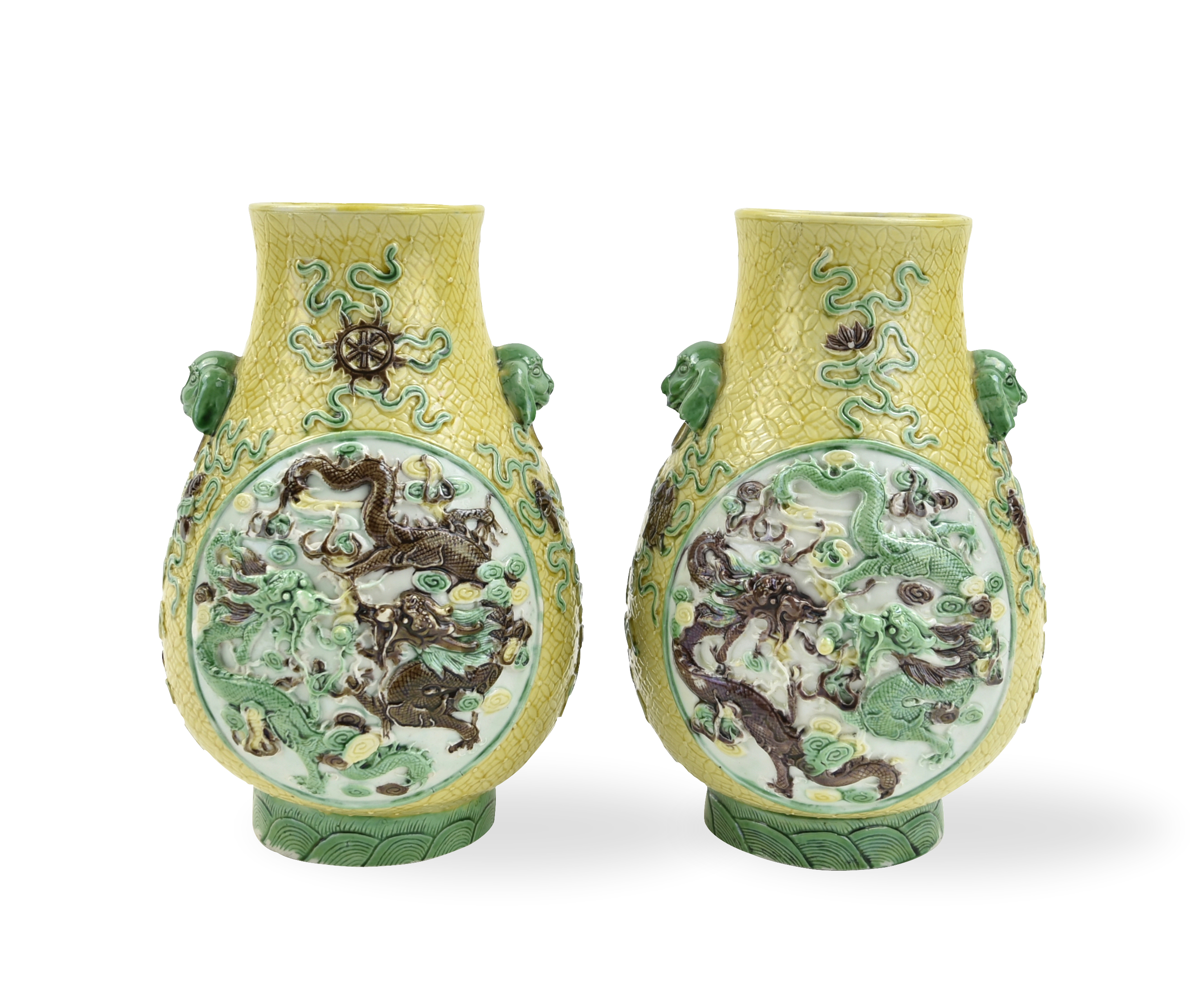 PAIR OF CHINESE SANCAI GLAZED