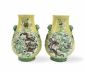PAIR OF CHINESE SANCAI GLAZED