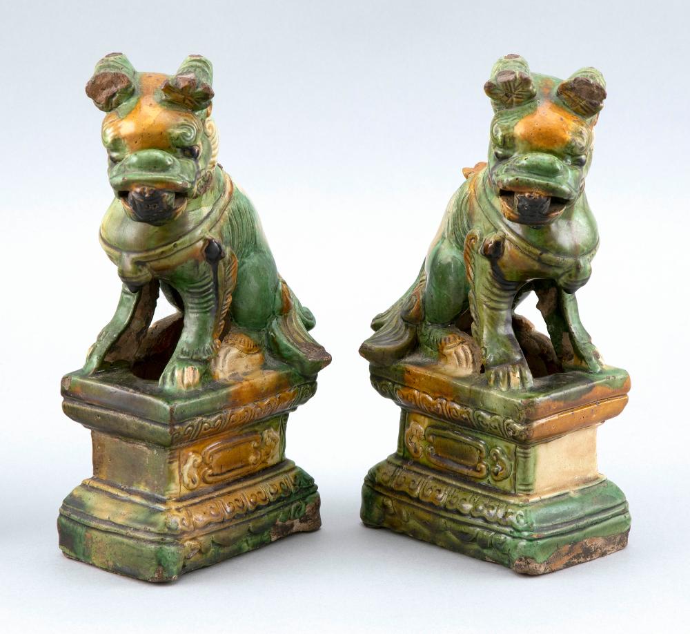 PAIR OF CHINESE SANCAI POTTERY FU