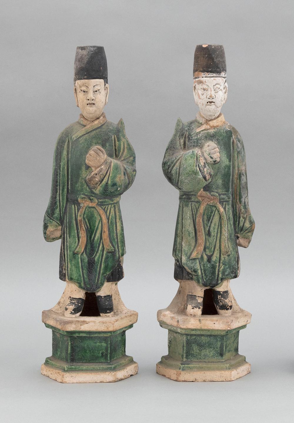 PAIR OF CHINESE SANCAI POTTERY TOMB