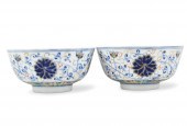 PAIR OF CHINESE SCROLLING LOTU