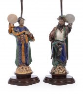 PAIR OF CHINESE SHIWAN GLAZED