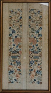 PAIR OF CHINESE SILK-EMBROIDER