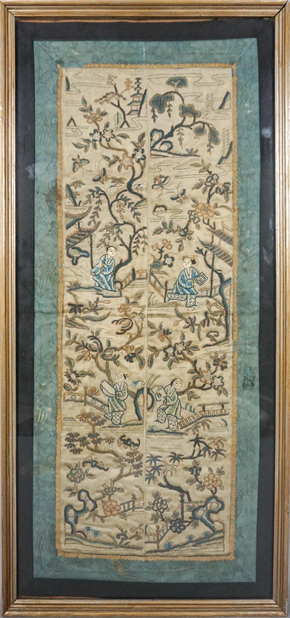 PAIR OF CHINESE SILK EMBROIDERY