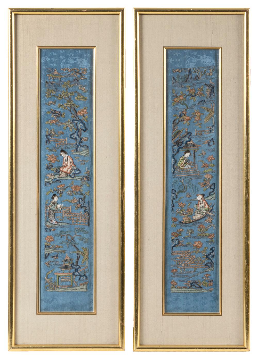 PAIR OF CHINESE SILK THREADWORK