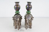 PAIR OF CHINESE SILVER & ENAME
