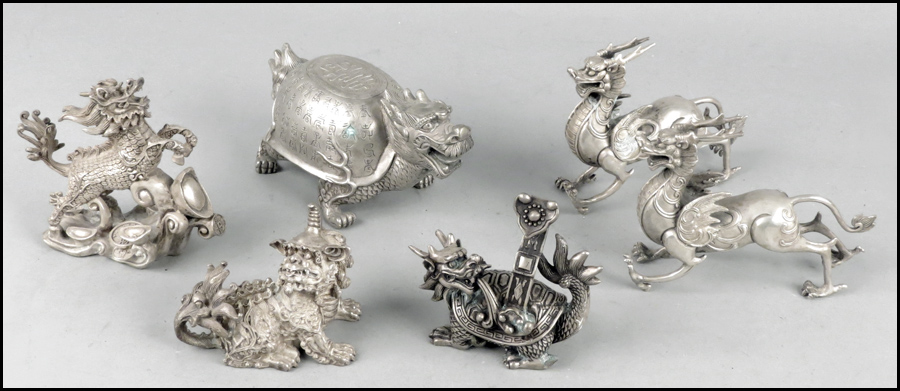 PAIR OF CHINESE SILVERED BRONZE