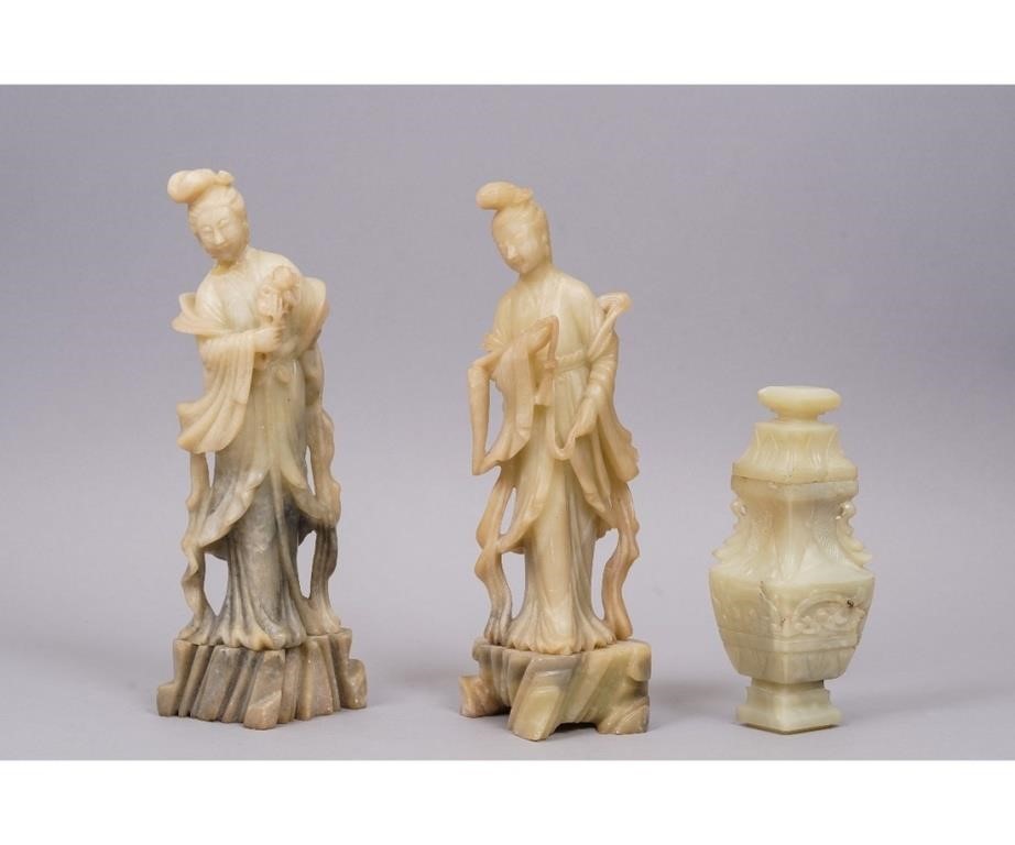 Pair of Chinese soapstone carved