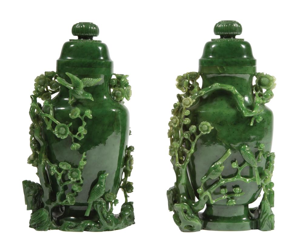 PAIR OF CHINESE SPINACH GREEN