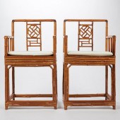 PAIR OF CHINESE SPOTTED BAMBOO