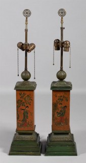 PAIR OF CHINESE STYLE SCARLET