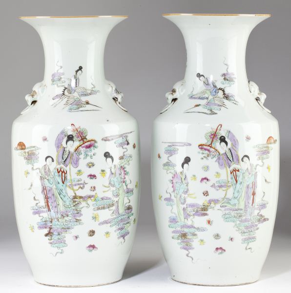 Pair of Chinese Tall Vaseslate 19th