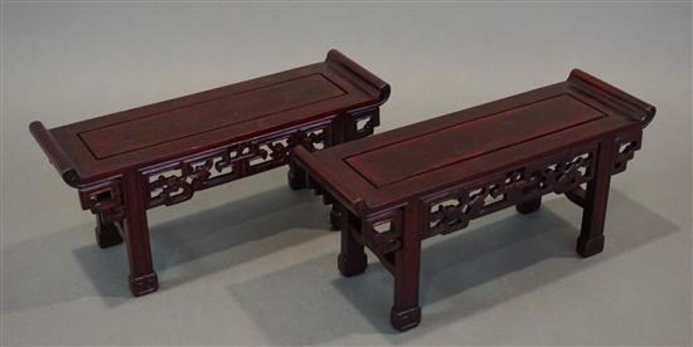 PAIR OF CHINESE TEAK MINIATURE