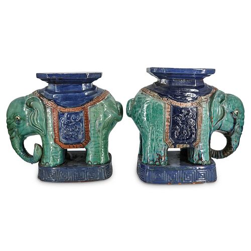 PAIR OF CHINESE TERRACOTTA ELEPHANT