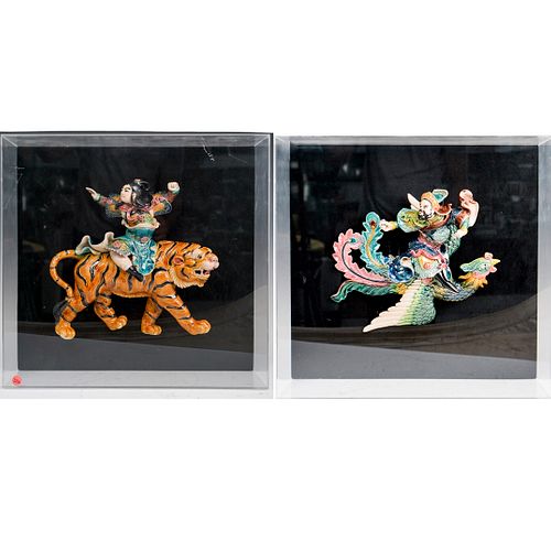PAIR OF CHINESE TERRACOTTA ROOF