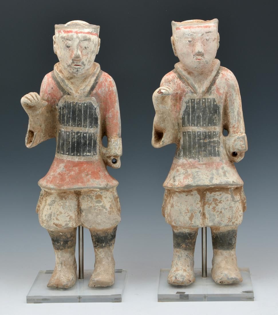 PAIR OF CHINESE TERRACOTTA WARRIORS