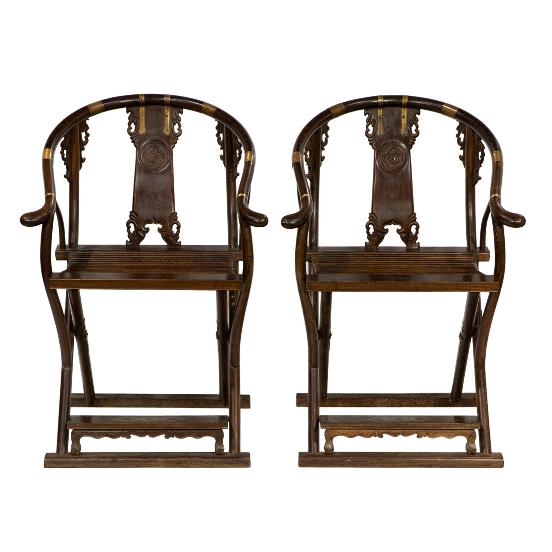PAIR OF CHINESE TIELIMU FOLDING