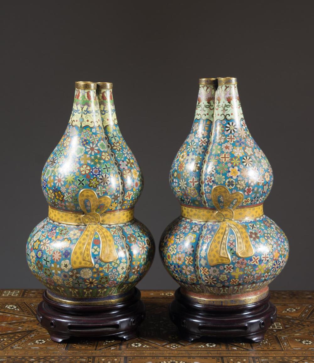 PAIR OF CHINESE TRIPLE GOURD