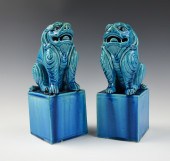 PAIR OF CHINESE TURQOUISE GLAZ