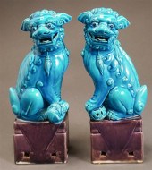 PAIR OF CHINESE TURQUOISE GLAZ