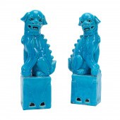PAIR OF CHINESE TURQUOISE GLAZ