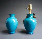 PAIR OF CHINESE TURQUOISE GLAZ