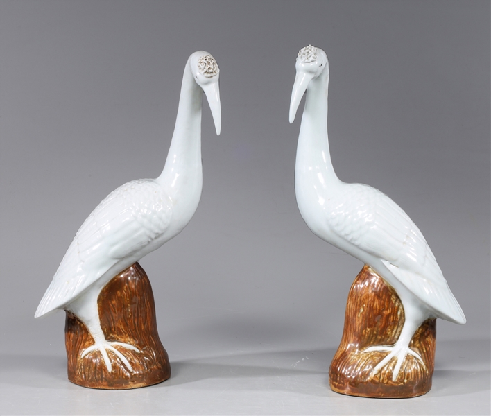 Pair of Chinese white glazed