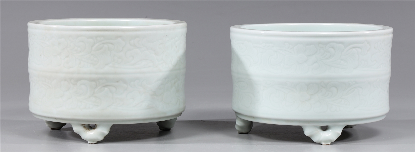 Pair of Chinese white glazed bamboo