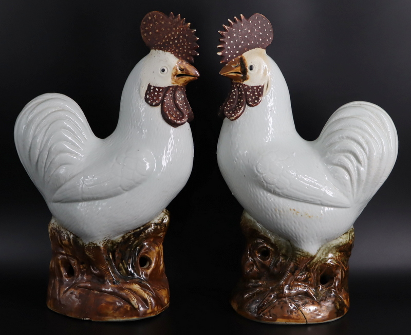 PAIR OF CHINESE WHITE GLAZED MODELS