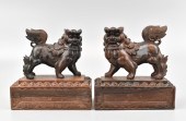PAIR OF CHINESE WOOD CARVING F