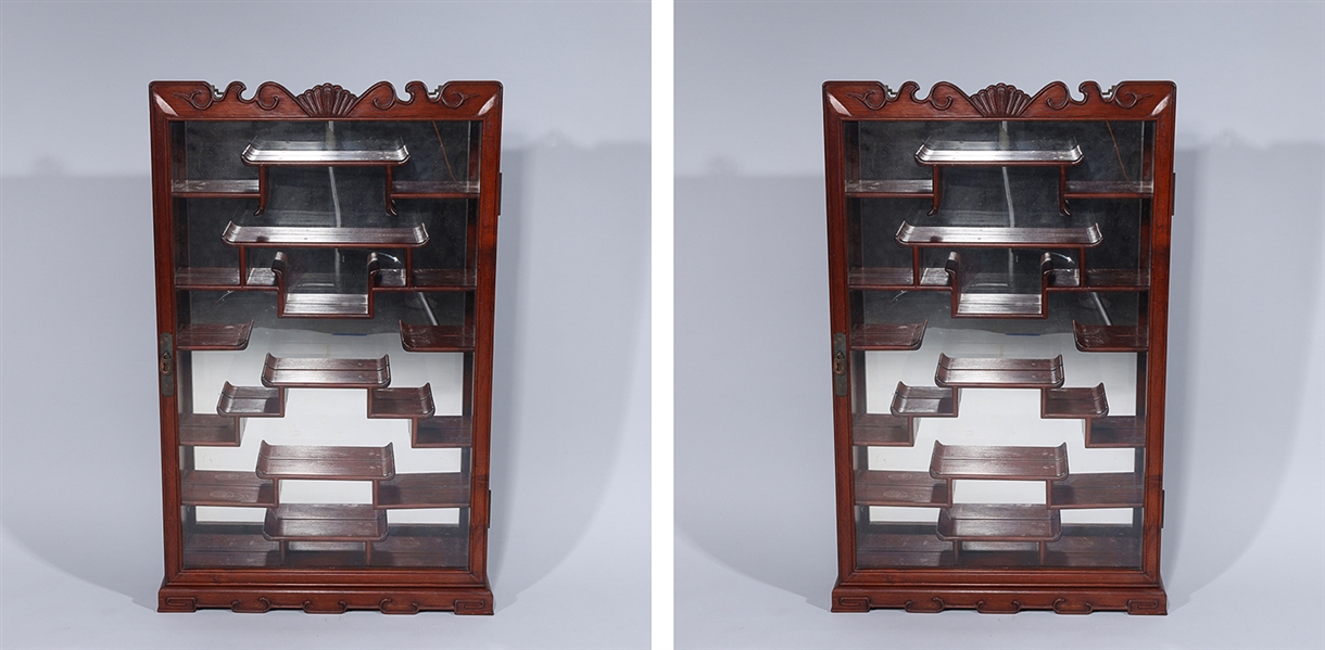 Pair of Chinese wood curio