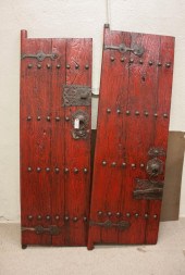 PAIR OF CHINESE WOOD ENTRY DOO
