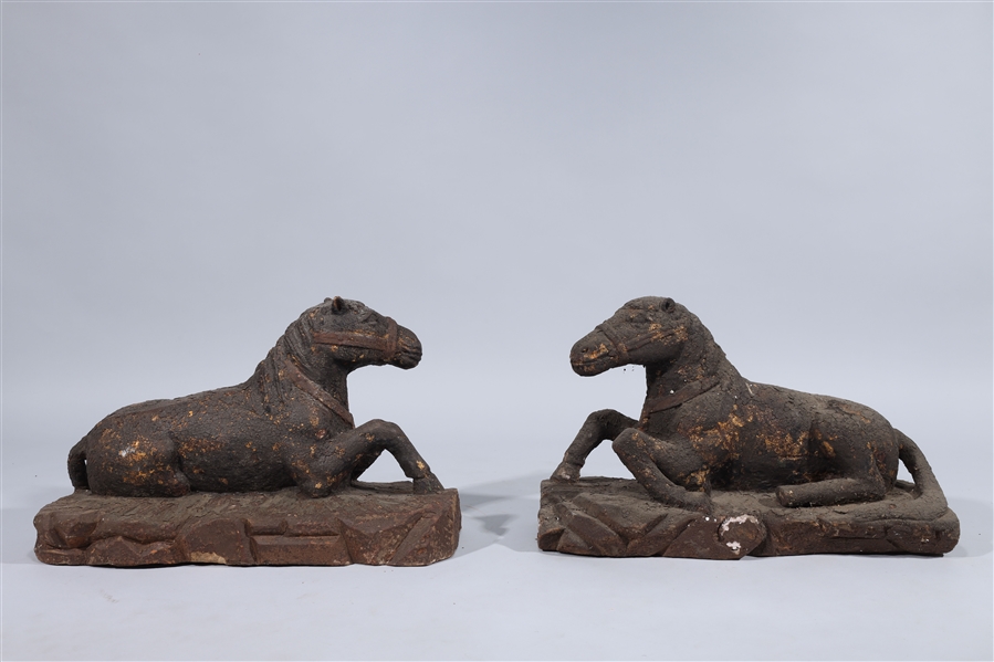Pair of Chinese wooden horse