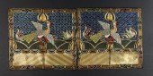 PAIR OF CHINESE WOVEN AND EMBR