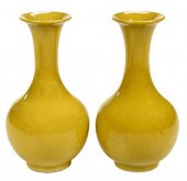 PAIR OF CHINESE YELLOW CRACKLE