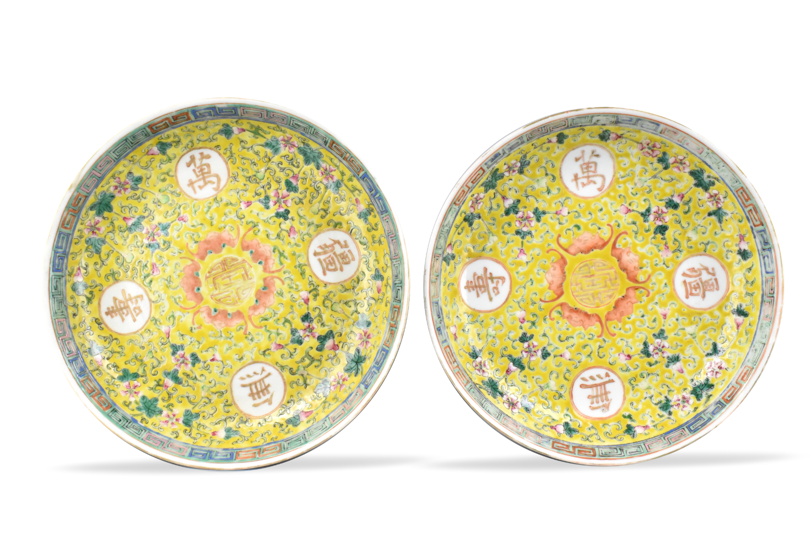 PAIR OF CHINESE YELLOW FAMILLE ROSE