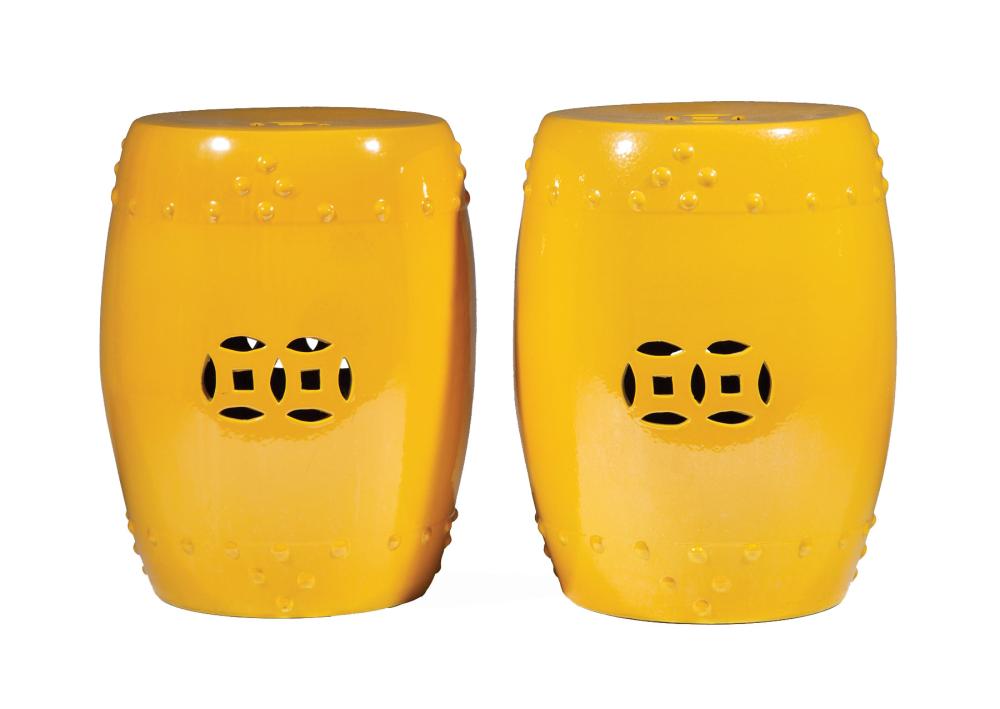 PAIR OF CHINESE YELLOW GLAZED