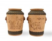 PAIR OF CHINESE ZISHA VASE W/
