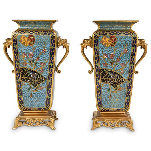 PAIR OF CHINOISERIE CHAMPLEVE