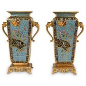 PAIR OF CHINOISERIE CHAMPLEVE