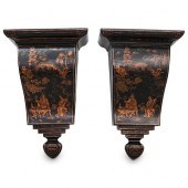 PAIR OF CHINOISERIE LACQUERED