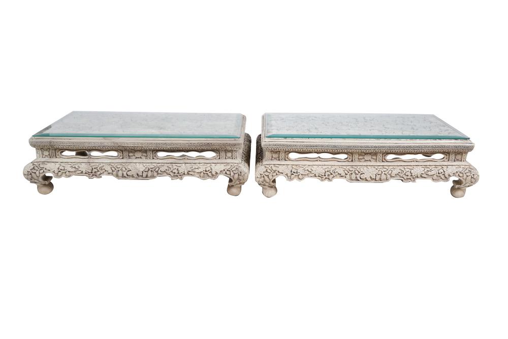PAIR OF CHINOISERIE MOLDED LOW
