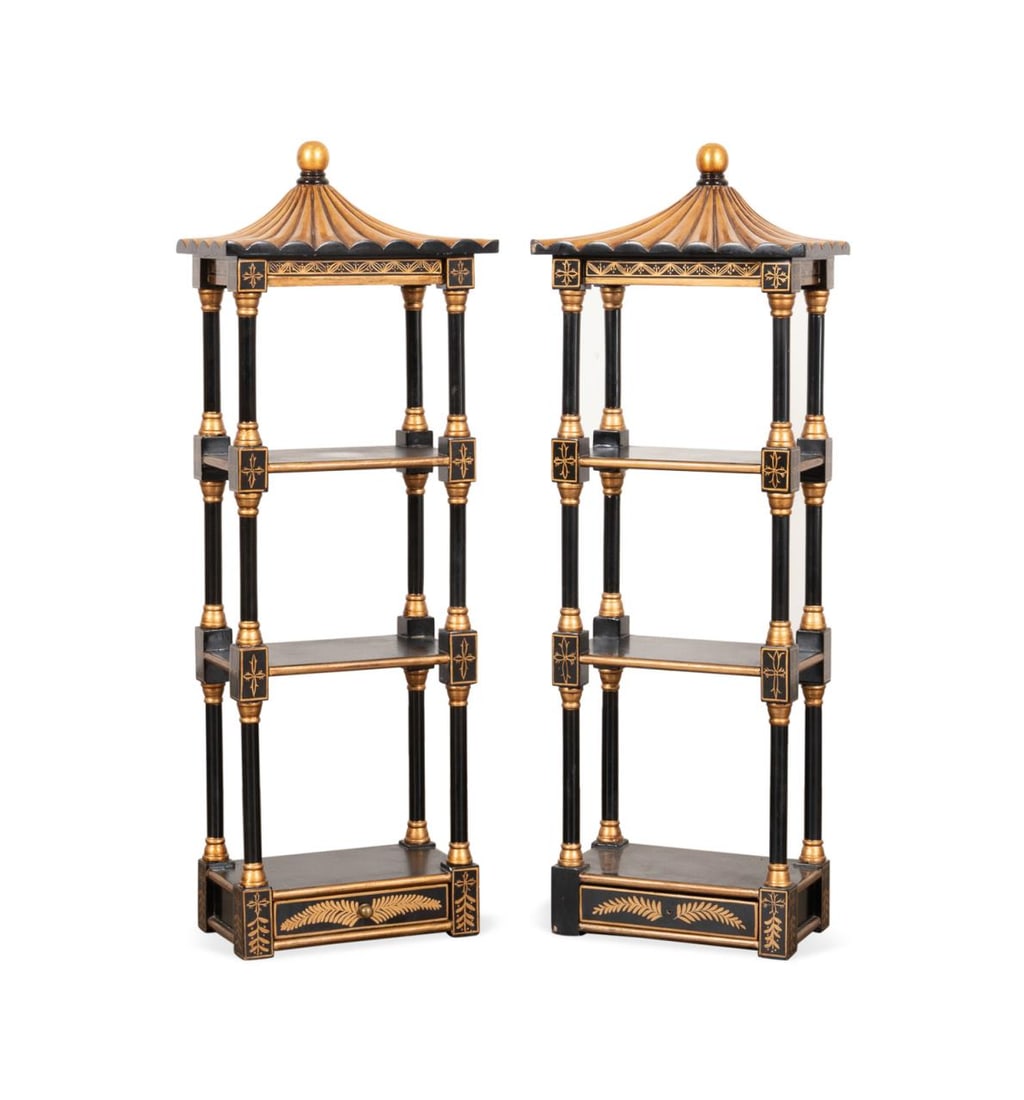 PAIR OF CHINOISERIE PAGODA WALL