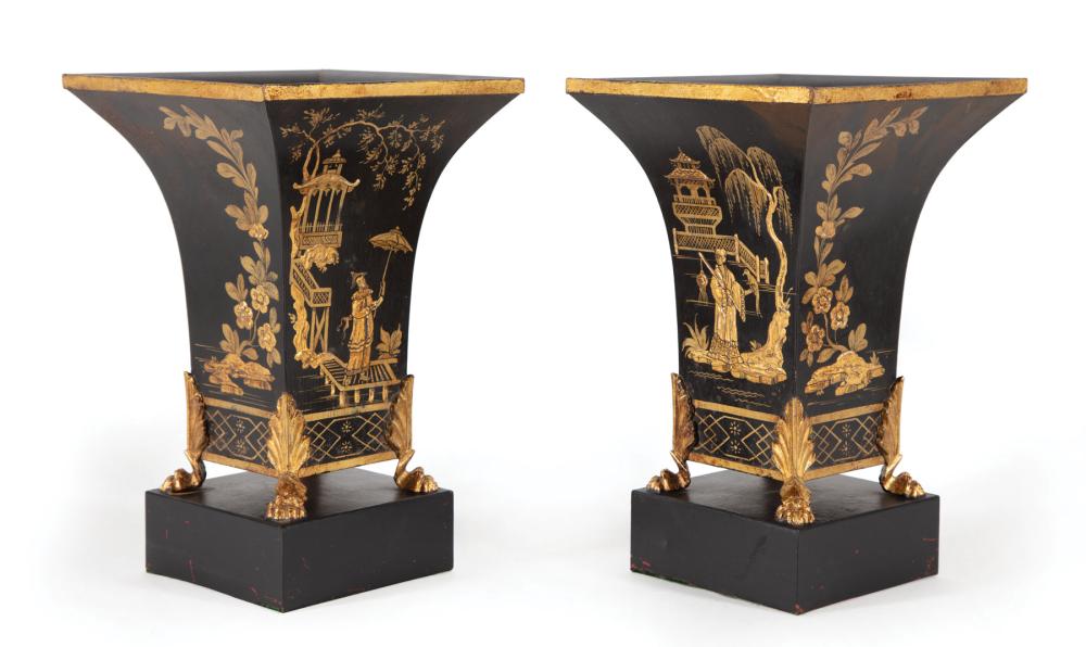 PAIR OF CHINOISERIE TOLE PEINTE