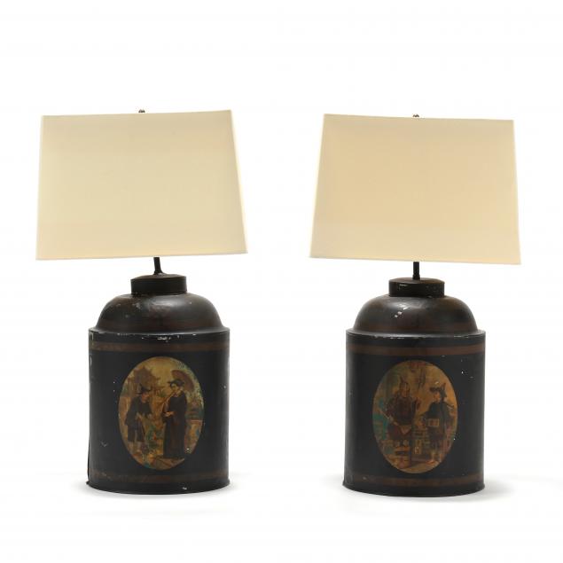 PAIR OF CHINOISERIE TOLEWARE TEA